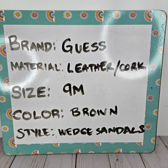 Guess brown leather gladiator lace up slingback cork platform wedges size 9M - Picture 2 of 11